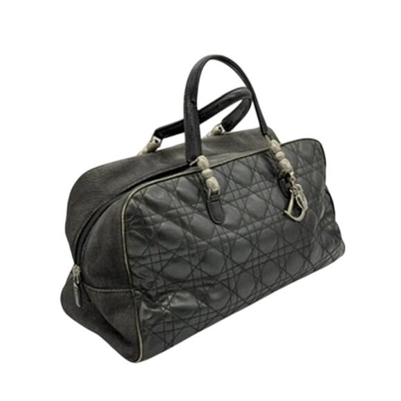 Christian Dior Black Denim Patent Perforated Cannage Satchel! With Charm! - Picture 5 of 16